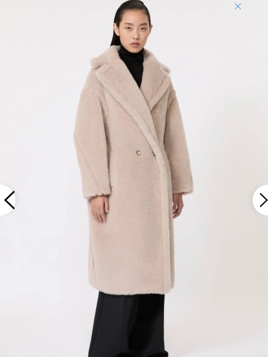 MaxMara Jackets & Blazers - Max Mara Womens Beige Teddy Double-Breasted Wool & Alpaca Long Coat